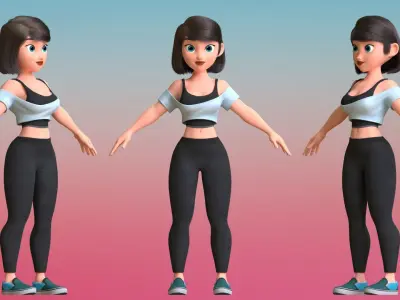 Jade Girl Cartoon Character 3D model