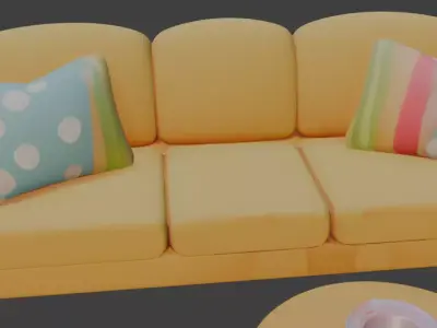 Cartoon sofa set 3D model