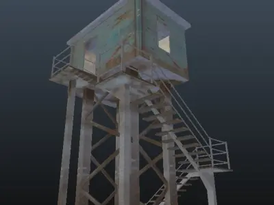 Metal Watch Tower Dusty Low-poly 3D model