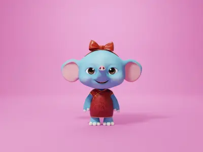 Cartoon Elephant 3d Model Rigged 3D model