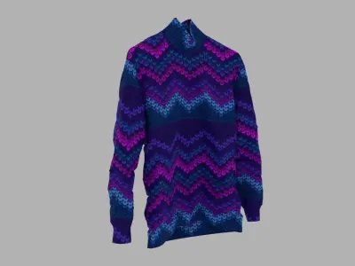 Sweater turtleneck with zigzag pattern Low-poly 3D model