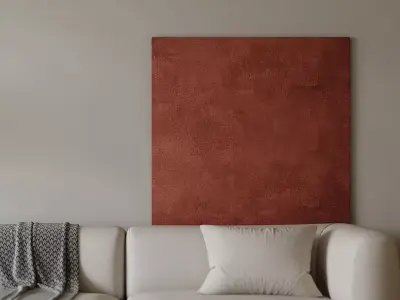 Warm Minimal Living Space with Modern Sofa and Linear Fireplace 3D model