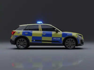 Audi Q2 British Police Patrol Vehicle - High Detail  Low-poly 3D model