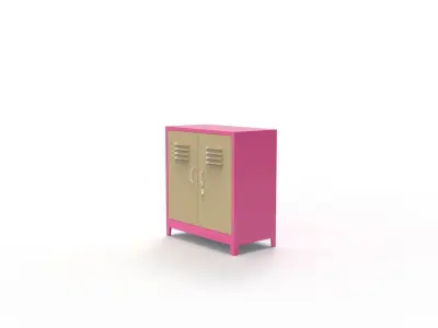 METAL CABINET-DOUBLE SHORT-PINK AND CREAM Low-poly 3D model