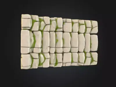 Mossy Stone Stairway Low-poly 3D model