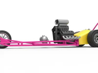 Front engine old school three wheeled dragster Scale 1 to 25 3D print model