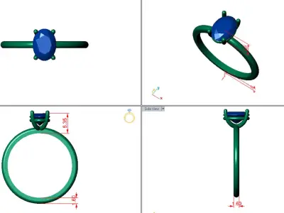 Oval Solitaire Ring Printable model 3dmodel  3D print model