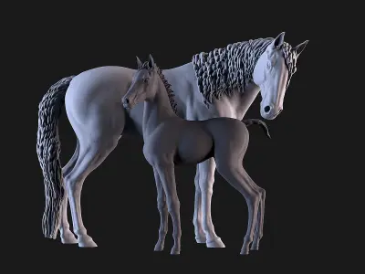 Mare and Foal 3D print model