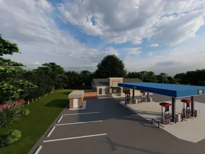 Small Sunoco Gas Station 3D model