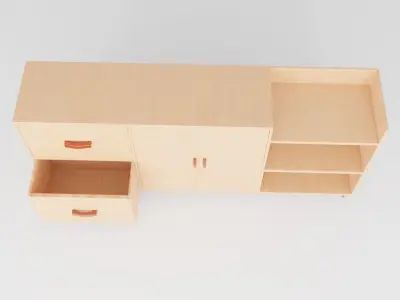 wooden tv stand design modern 3D model