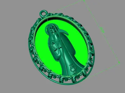  santa muerte holy death small size pendant 3D STL 3DM skull 3D print model