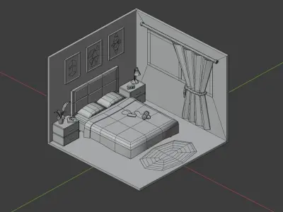 Bed Room 3  Low-poly 3D model