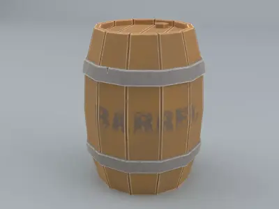 Wooden barrel Free low-poly 3D model 5