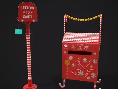 Christmas Santas Mail Boxes  3D Model Collection
