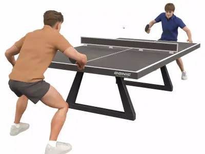 Modern Table Tennis Set Low-poly 3D model