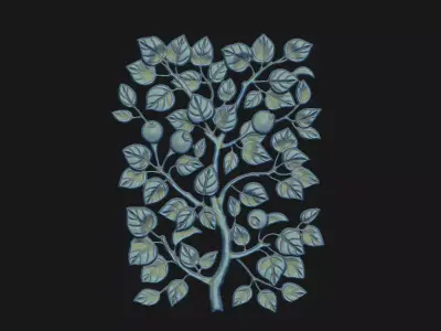 classic relief cnc art leave tree  gothic old vintage floral 3D print model