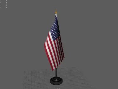 US Desk Flag Low-poly 3D model