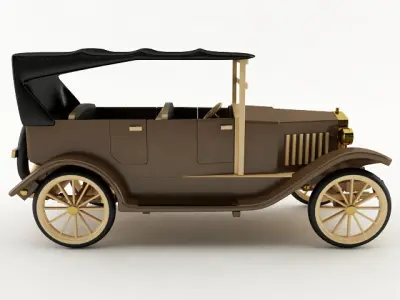 Vintage Wood Car 3D model