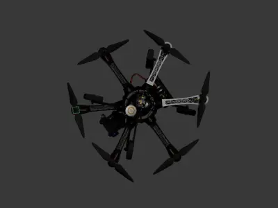 3D model of a drone with multiple rotors 3D model