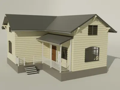 Classic style porch house without furniture 3D American-Style Free 3D model