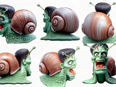 Snale human face Low-poly 3D model