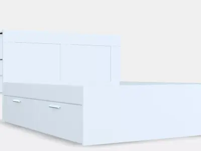 BRIMNES Bed frame w storage and headboard 8 Low-poly 3D model