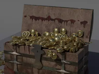 Pirate Chest with Golds 3D model