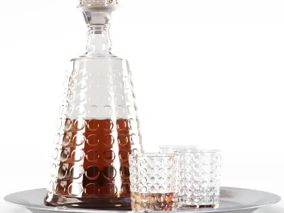 Whiskey decanter with glasses v02  3D model