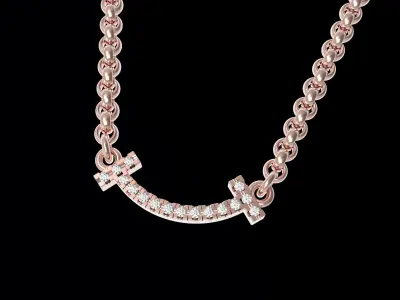 Smile T Pendant Necklace With Diamond 3D print model