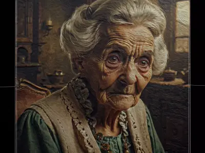 Elderly Lady Painting One  Low-poly 3D model