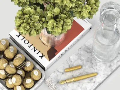 decoration set with green hydrangea  3D model