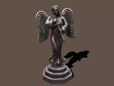 Statue woman keeper Low-poly 3D model