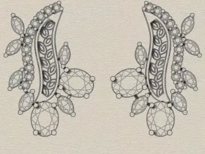 free oval and marquise jewelry earring  Free 3D print model