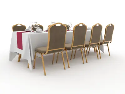 Banquet Table and Chair 77 3D model