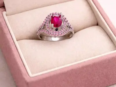 Oval Diamond Halo Ring  Free 3D print model