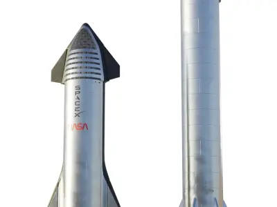 Starship and Super Heavy booster SpaceX 3D model