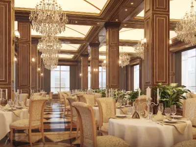 Wooden Restaurant 3D Model 3D model