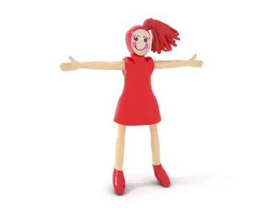 Red Yarn Doll model pack Low-poly 3D model