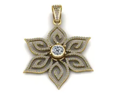 Floral Diamond Star Pendant  3D Printable Jewelry Model  3D print model