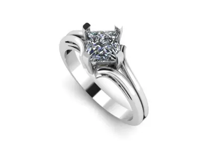  princess cut diamond Ring 3D print model