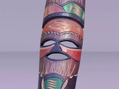 African Mask 09 high-poly 3D model