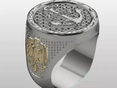 Luxury Anchor and Rope Signet Ring 3D Model Printable 3D print model