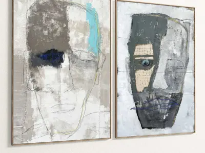 Plaster Two Photo Frame 298 Low-poly 3D model