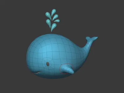 Cartoon Whale Low-poly 3D model