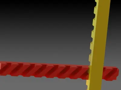 Rack and Rack mechanism Low-poly 3D model