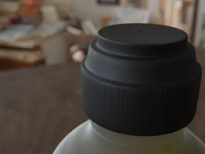 Bottle of olive oil on table Free 3D model