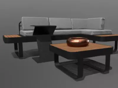 Outdoor couch Low-poly 3D model