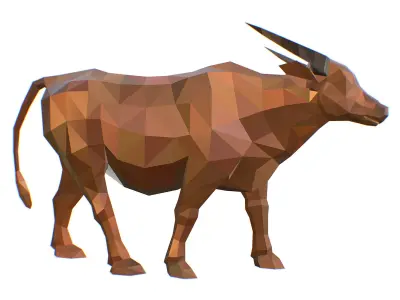 Animated Thai Bull Lowpoly Art Style Low-poly 3D model