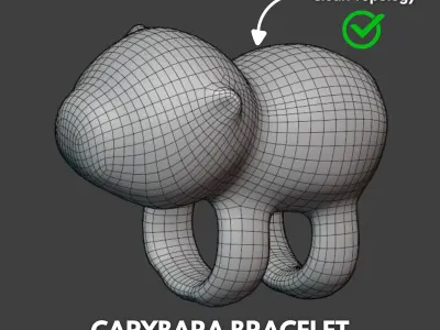 Capybara Plushie Bracelet Cartoon Chibi Low-poly 3D model