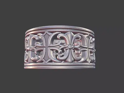 Cross and Fleur-de-Lis Ring Band 3D print model